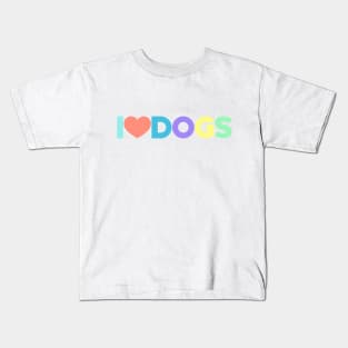 I Love Dogs Red Hearts Dog Lovers (Rainbow) Kids T-Shirt